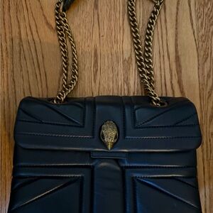 Kurt Geiger Black Kensington Shoulder Bag with Gold Chain